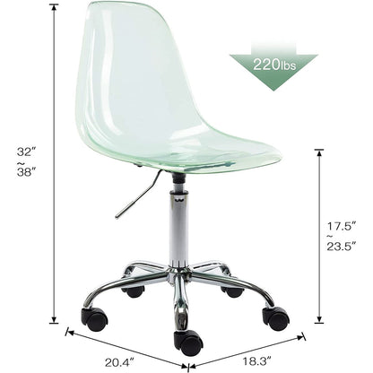 Acrylic Swivel adjustable height Armless Home office Rolling Chair