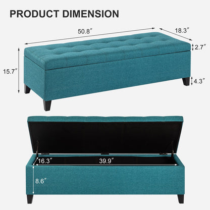 Adeco 50 Bonded Leather Storage Ottoman Bench