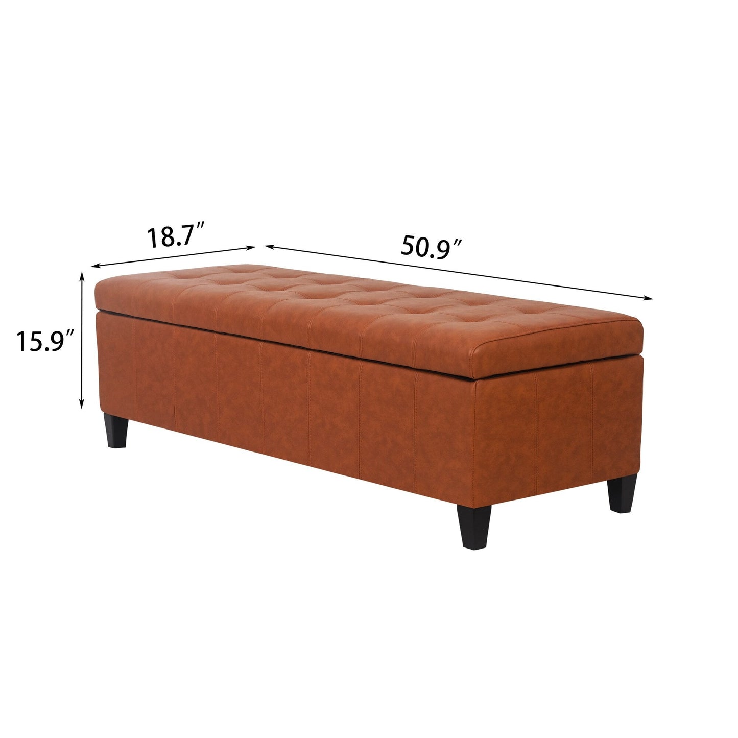 Adeco 50 Bonded Leather Storage Ottoman Bench