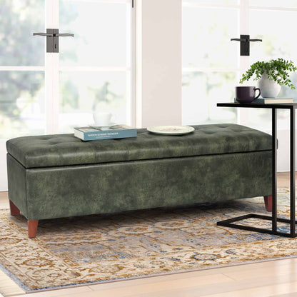 Adeco 50 Bonded Leather Storage Ottoman Bench