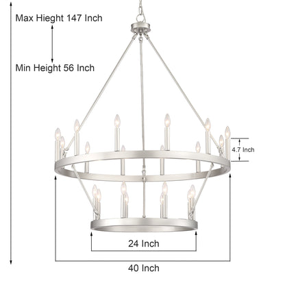 Acroma 20-light Modern Farmhouse 40In Round Wagon Wheel Chandelier with UL