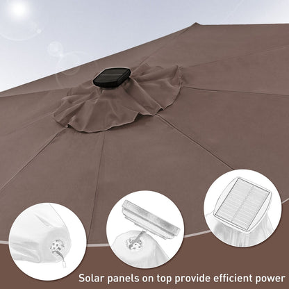 Ainfox 10ft Patio Umbrella with Lights Outdoor Solar Umbrella without Base