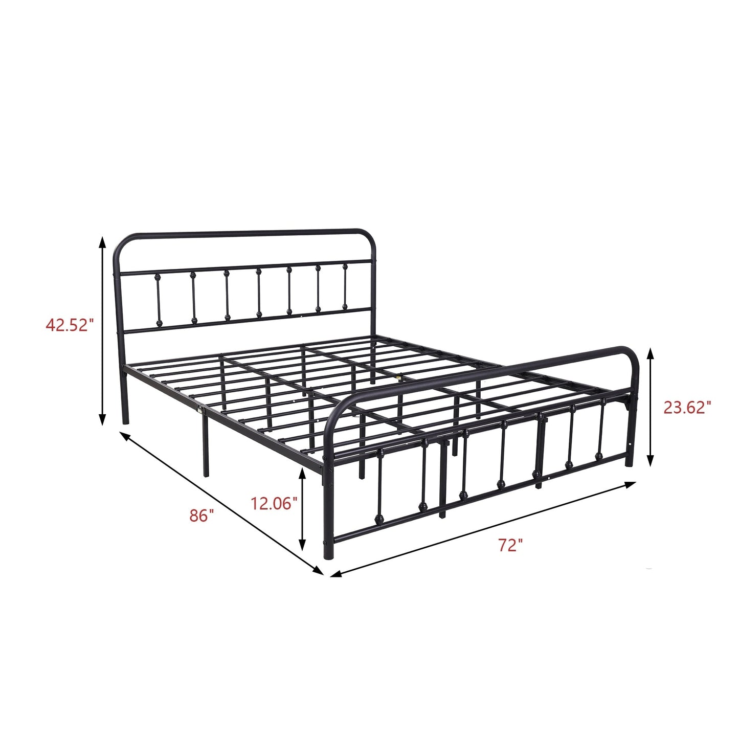 Alazyhome Simple Vintage Metal Platform Bed Frame, Easy-Assembly