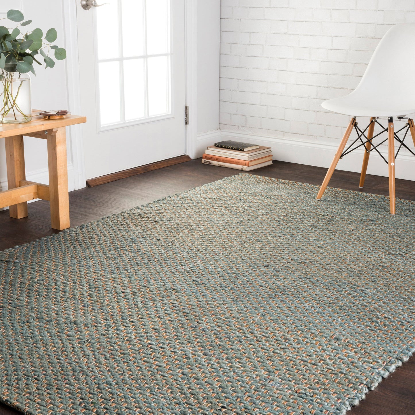 Alexander Home Farmhouse Jute and Leather Handwoven Area Rug