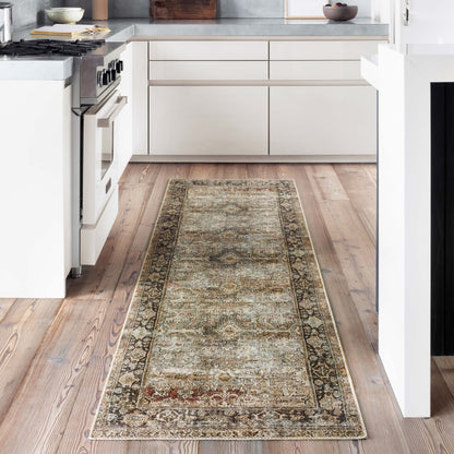 Alexander Home Isabelle Olive Tone Oriental Pattern Printed Area Rug
