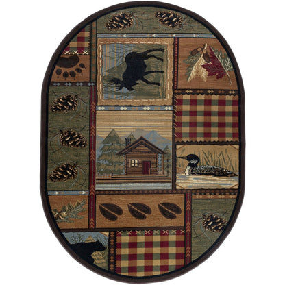 Area Rug & Runner - Lodge Cabin Farmhouse Rugs for Living Room Bedroom Dining Room Kitchen 2x3 / 3x8 / 5x7 / 8x10 / 9x12 / Round