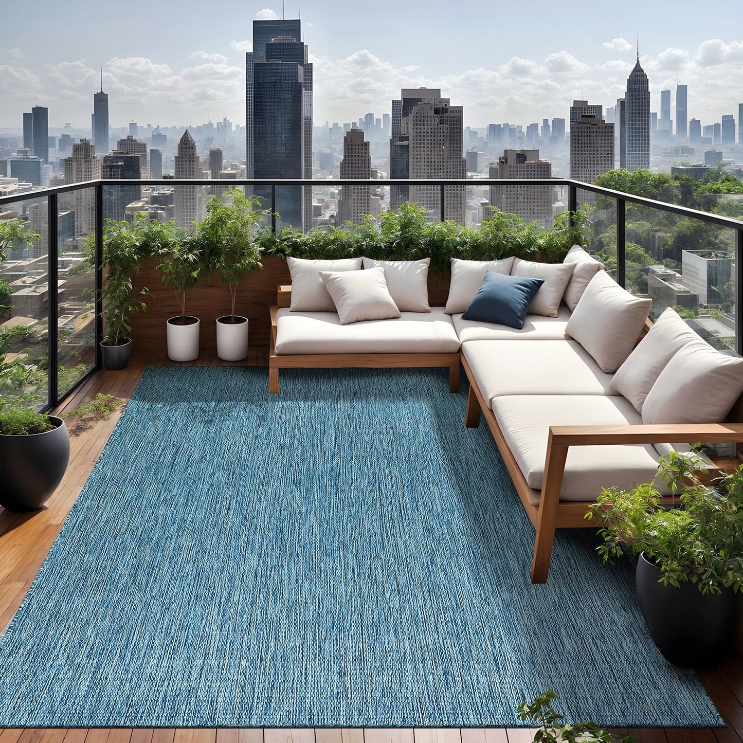 Aloha Washable Solid Indoor Outdoor Area Rug Patio Deck Living Room