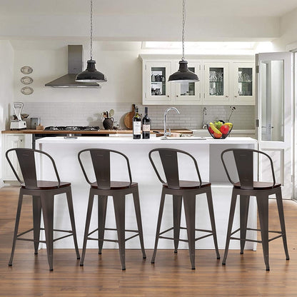 Andeworld farmhouse bar stools ,counter height bar stools set of 4 - Set of 4