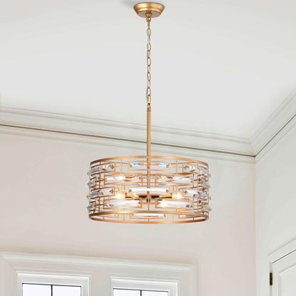 Anita Drum Shade Chandelier with Clear Glass Prism