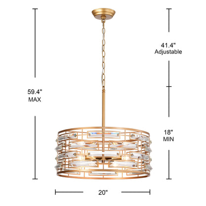 Anita Drum Shade Chandelier with Clear Glass Prism