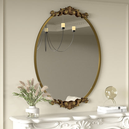 Oval Vintage Ornate Baroque Wall Mirror