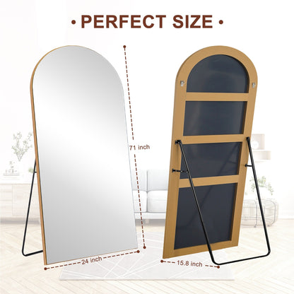 Arched Full-Length Standing Wood Floor Mirror, Wall Mirror