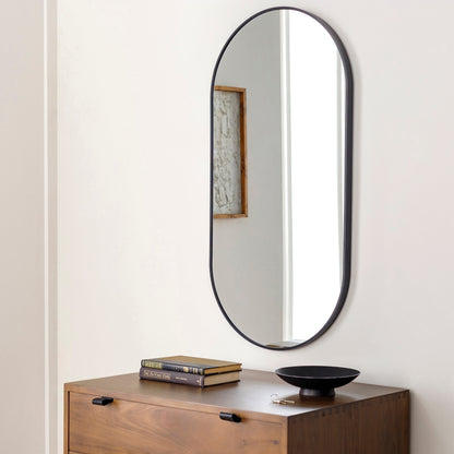 Livabliss Aranya Modern Aluminum Oval Pill-Shaped Accent Mirror