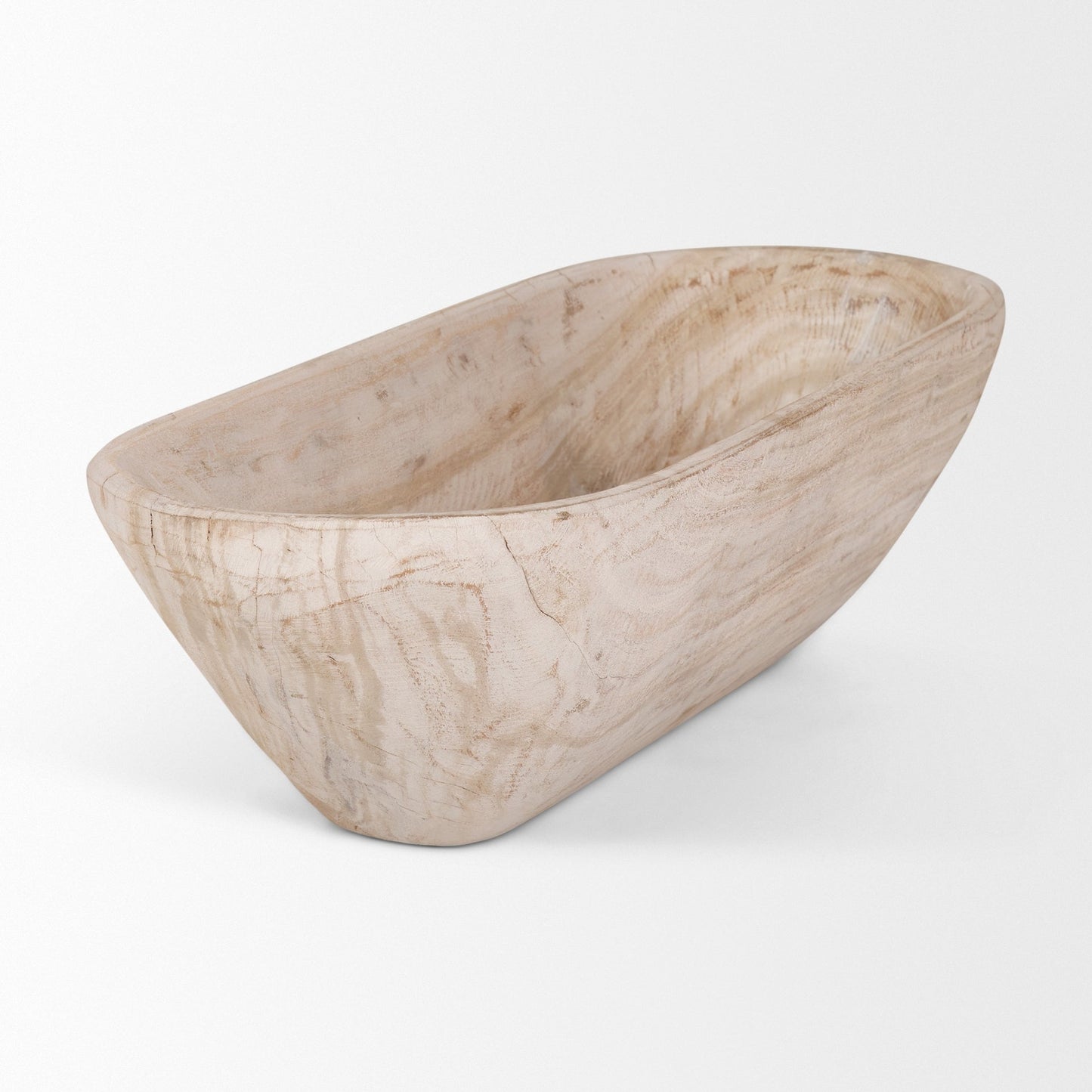 Athena Extra Large Oblong Black-Brown Reclaimed Wood Bowl - 26.0L x 10.0W x 7.0H
