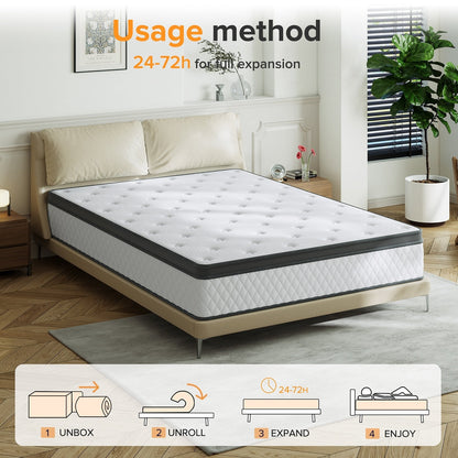 SweDrea 12 in. Firm Hybrid Memory Foam Mattress with CertiPUR-US and Oeko-TEX , Featuring Reinforced Springs.