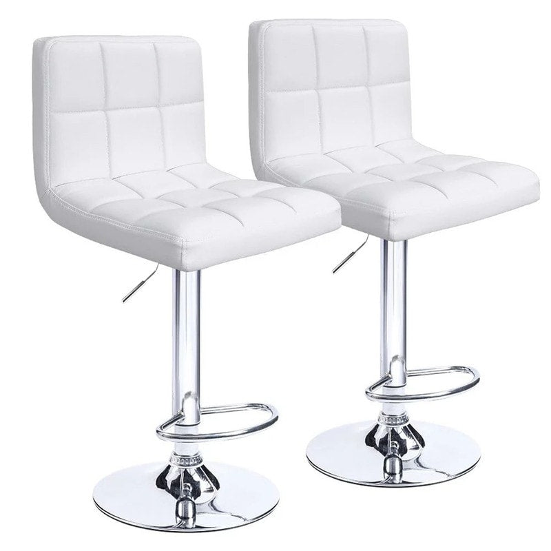 Bar Stools Adjustable Armless Swivel PU Leather Barstools Set of 2