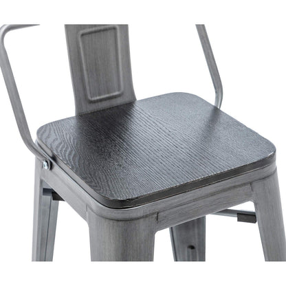 Bar Stools With Back set of 4 Industrial Metal Barstools with Wooden Seats