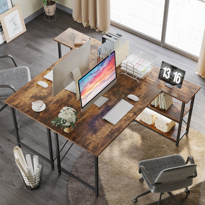 Small L Shaped Desk with Storage Shelves Corner Computer Desk