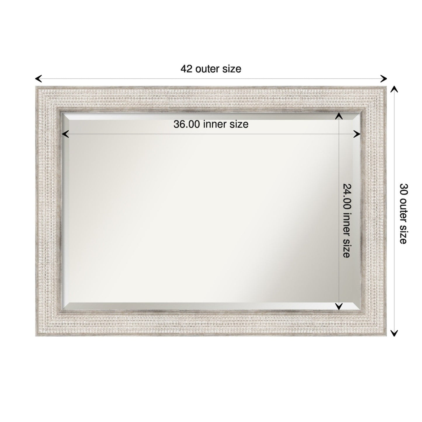 Beveled Wood Bathroom Wall Mirror - Trellis Silver Frame - Trellis Silver