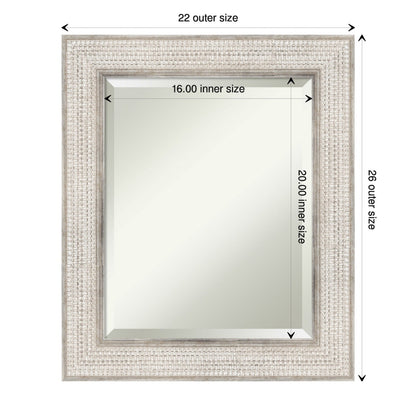 Beveled Wood Bathroom Wall Mirror - Trellis Silver Frame - Trellis Silver