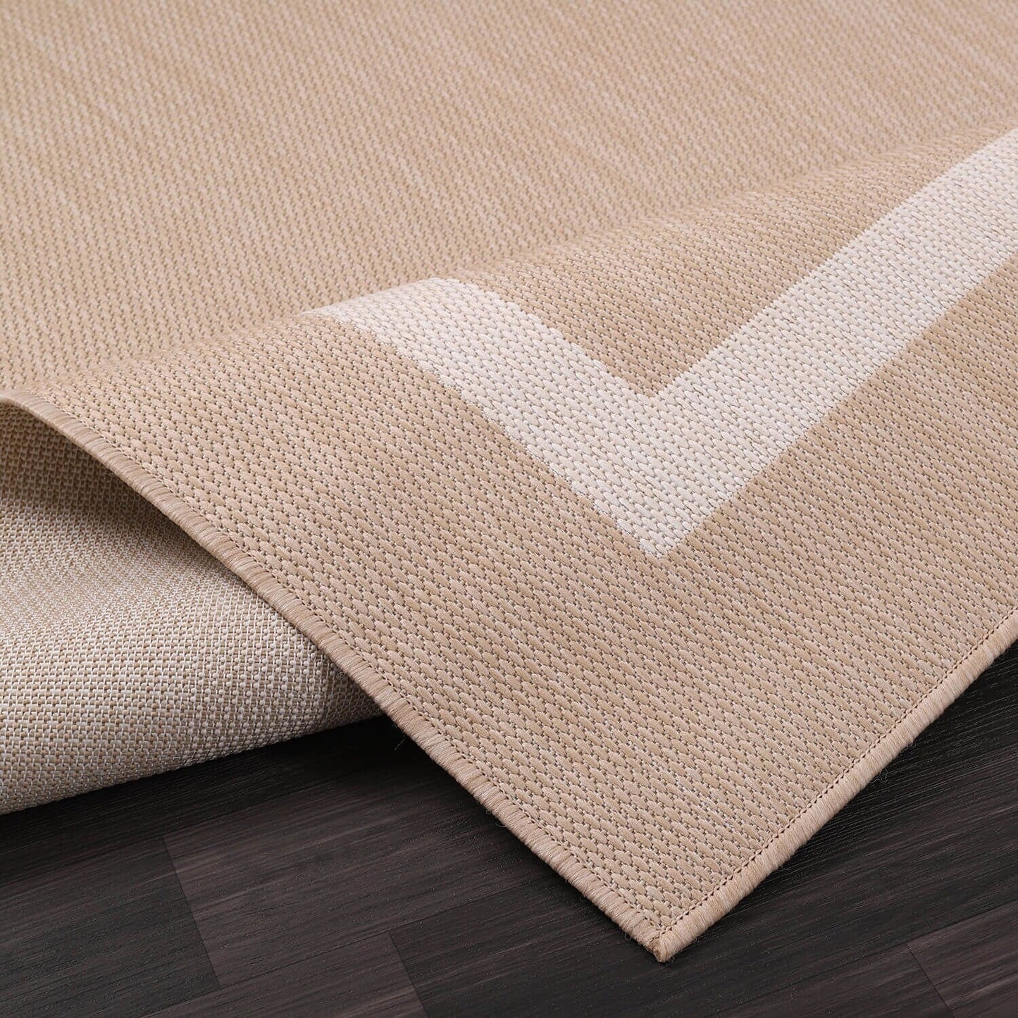 Beverly Rug Modern Bordered Indoor Outdoor Rug, Outside Carpet for Patio, Deck, Porch