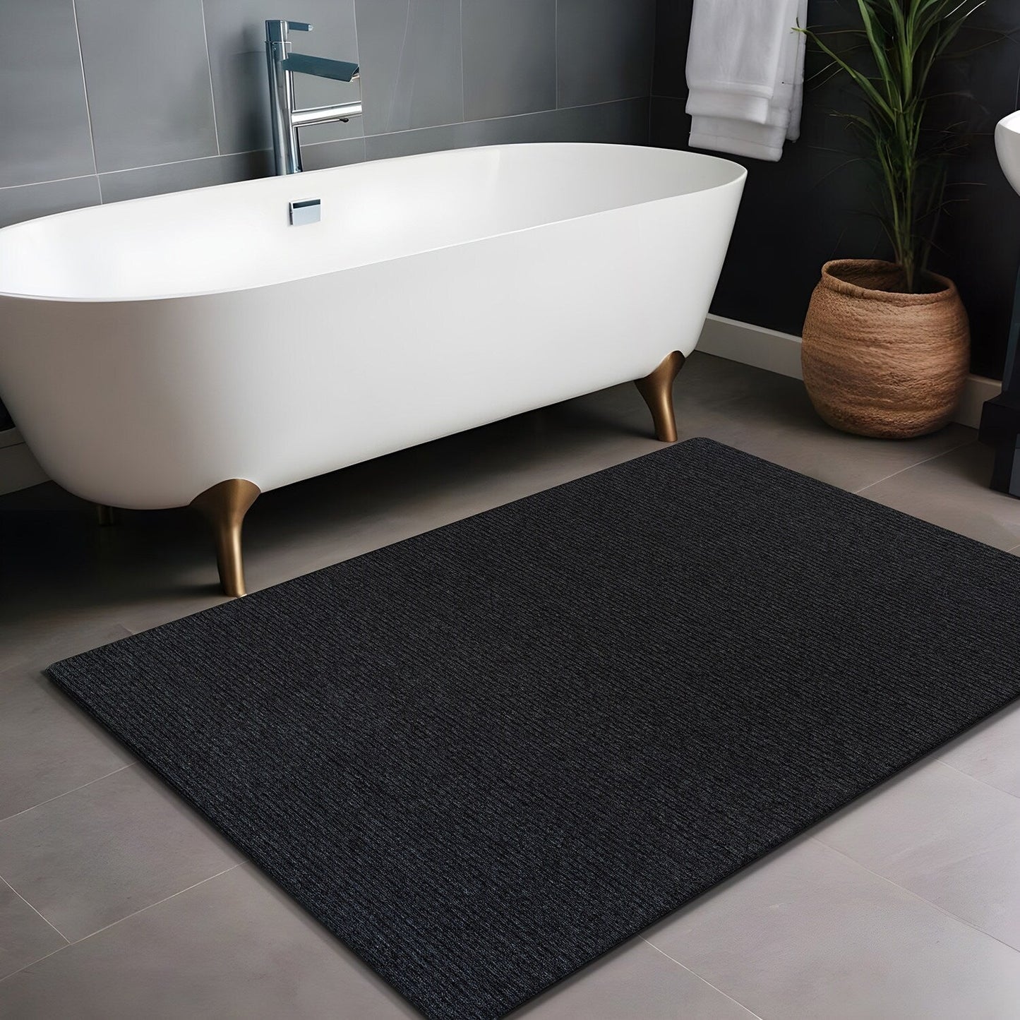 Beverly Rug Solid Color Non-Slip Rubber Back Washable Indoor Area Rug