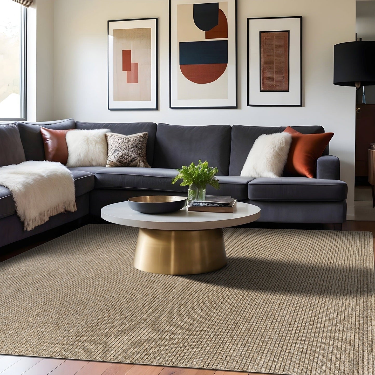 Beverly Rug Solid Color Non-Slip Rubber Back Washable Indoor Area Rug