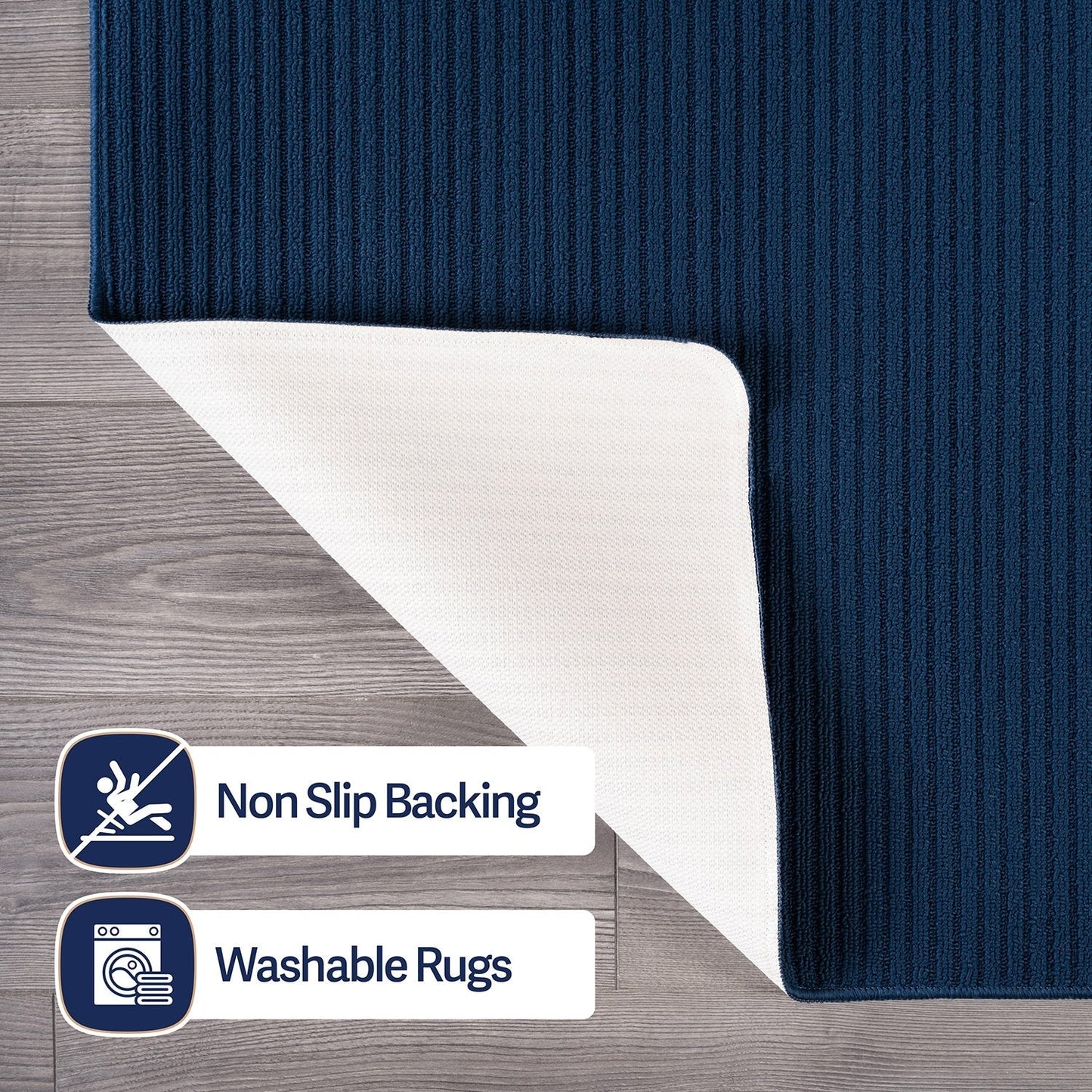 Beverly Rug Solid Color Non-Slip Rubber Back Washable Indoor Area Rug