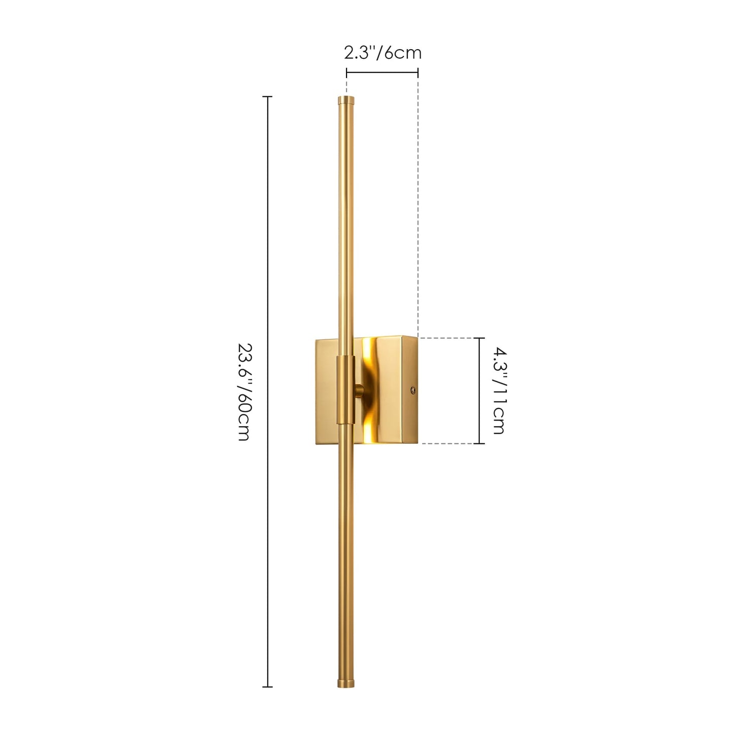 1-Light Black/ Gold/ Nickel Modern Long Linear Strip Wall Sconce Dimmable LED Bathroom Vanity Light