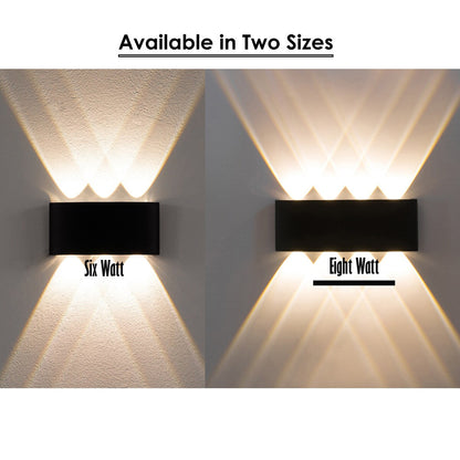 Black Contemporary Decorative Waterproof Aluminum Wall Lamp for Indoors and Outdoors, 8 Watt Cool White 4000K