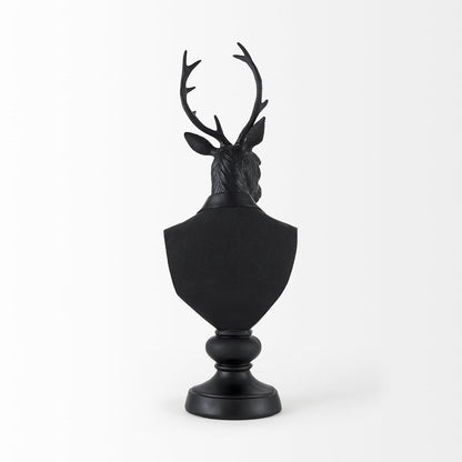 Black Resin Suited Deer Bust Sculpture - 6 W x 8 D x 23 H
