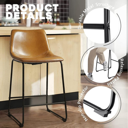 Bossin 18/26/30 inch Bar Stools,Counter Height Bar Stools with Back Modern PU Leather Stools Dining Chair with Footrest
