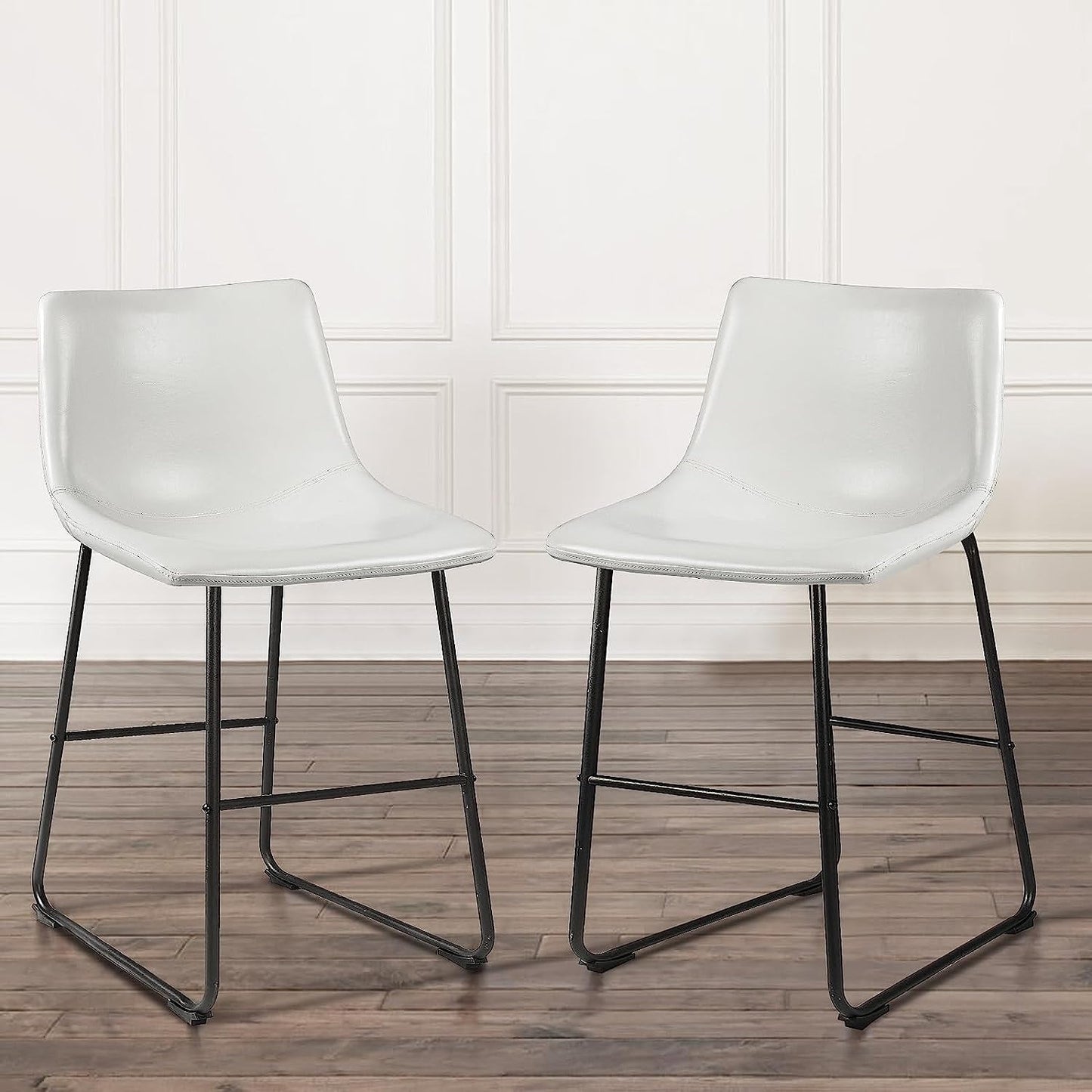 Bossin 18/26/30 inch Bar Stools,Counter Height Bar Stools with Back Modern PU Leather Stools Dining Chair with Footrest