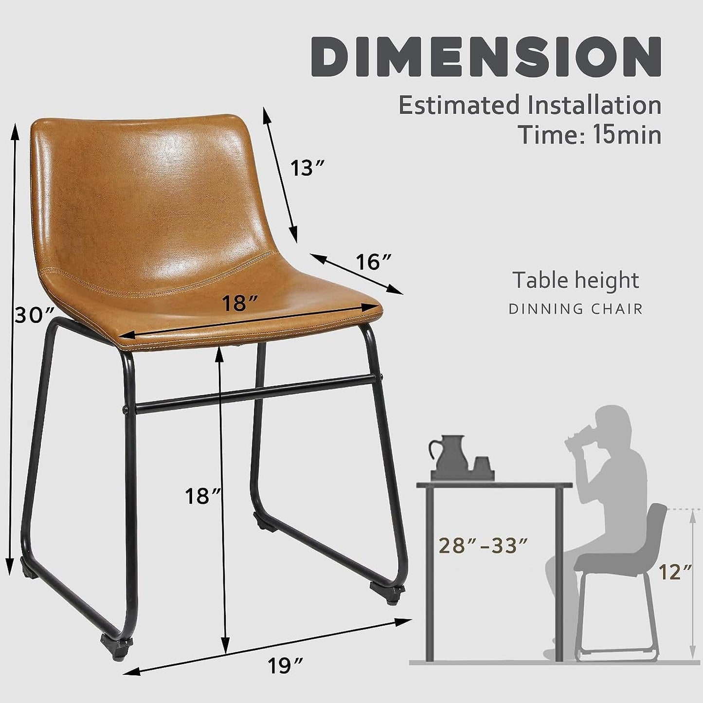 Bossin 18/26/30 inch Bar Stools,Counter Height Bar Stools with Back Modern PU Leather Stools Dining Chair with Footrest