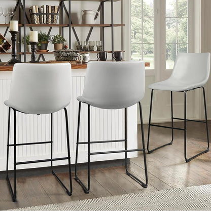 Bossin 18/26/30 inch Bar Stools,Counter Height Bar Stools with Back Modern PU Leather Stools Dining Chair with Footrest