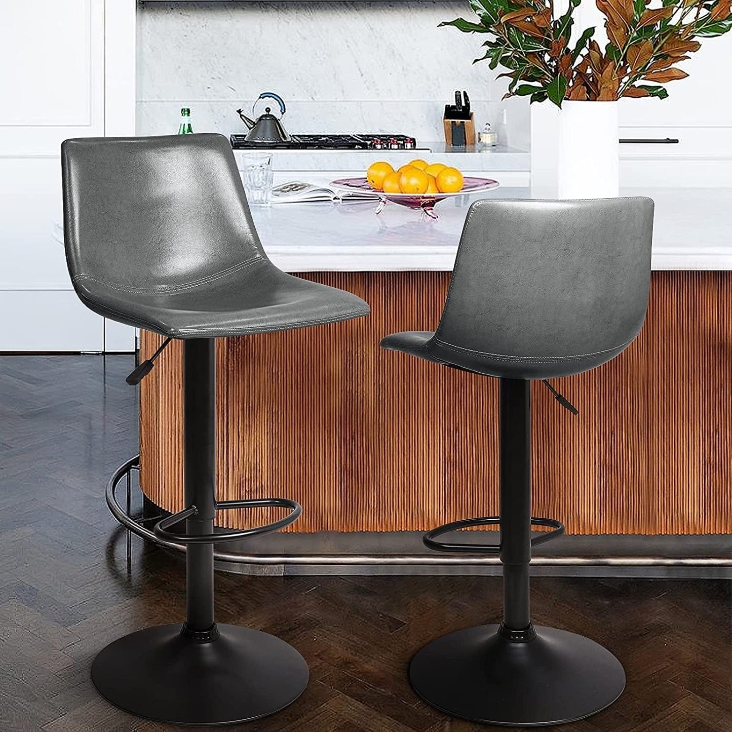 Bossin Adjustable Swivel Bar Stools with Backs – Counter Height