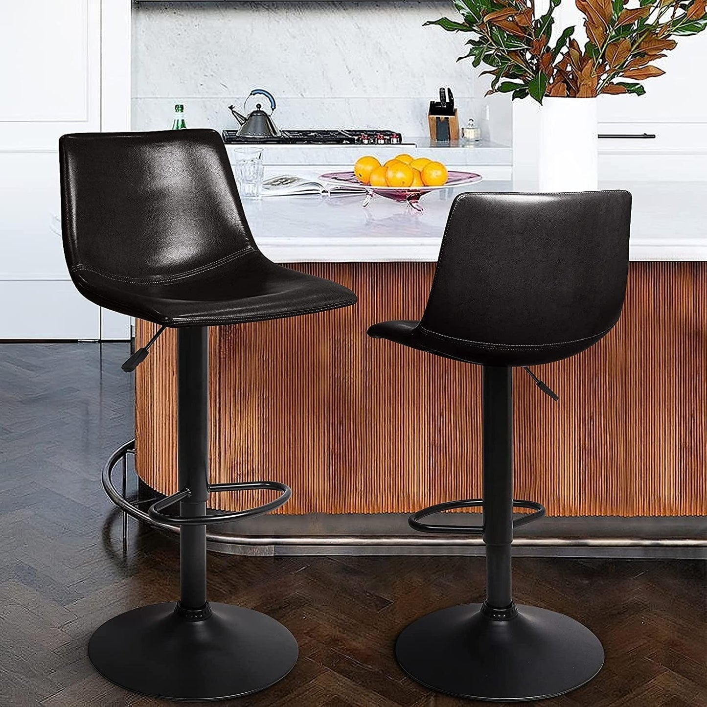 Bossin Adjustable Swivel Bar Stools with Backs – Counter Height