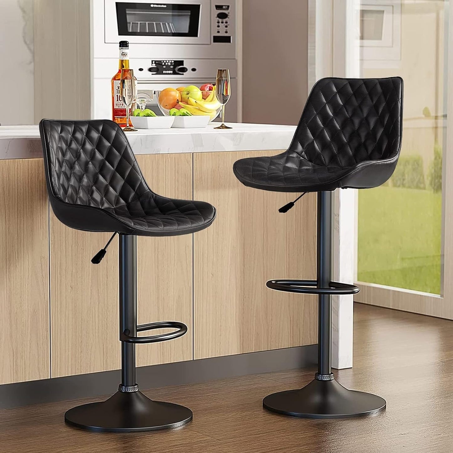 Bossin Adjustable Swivel Bar Stools with Backs – Counter Height