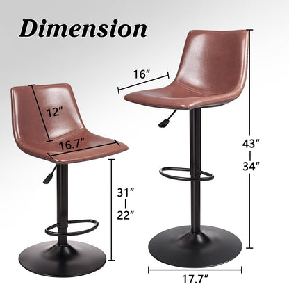 Bossin Adjustable Swivel Bar Stools with Backs – Counter Height