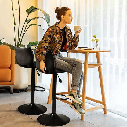 Bossin Adjustable Swivel Bar Stools with Backs – Counter Height