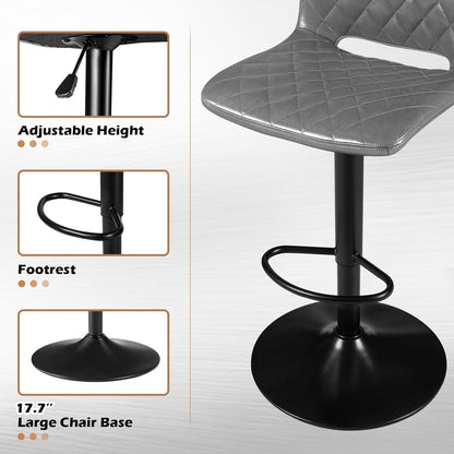 Bossin Adjustable Swivel Bar Stools with Backs – Counter Height