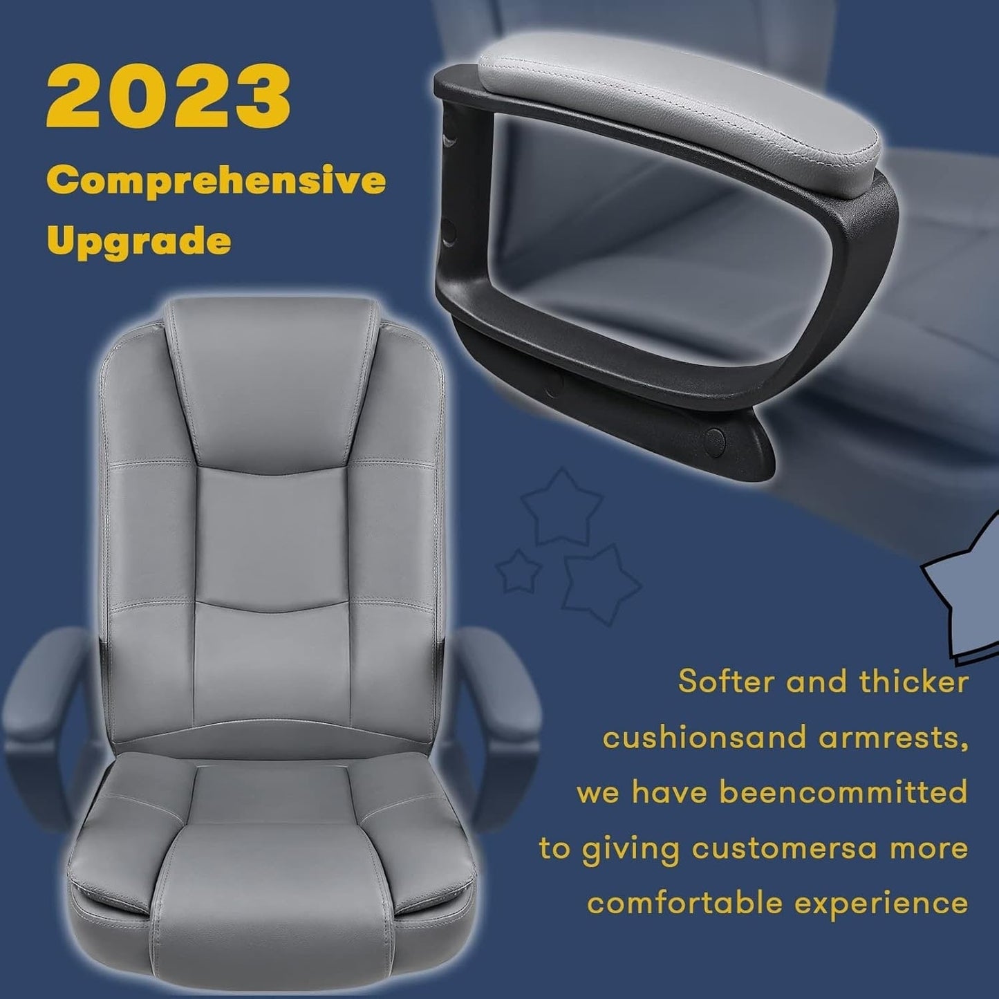 Bossin Big and Tall Office Chair High Back Executive Chair Ergonomic Adjustable Executive Leather Chair,400lbs