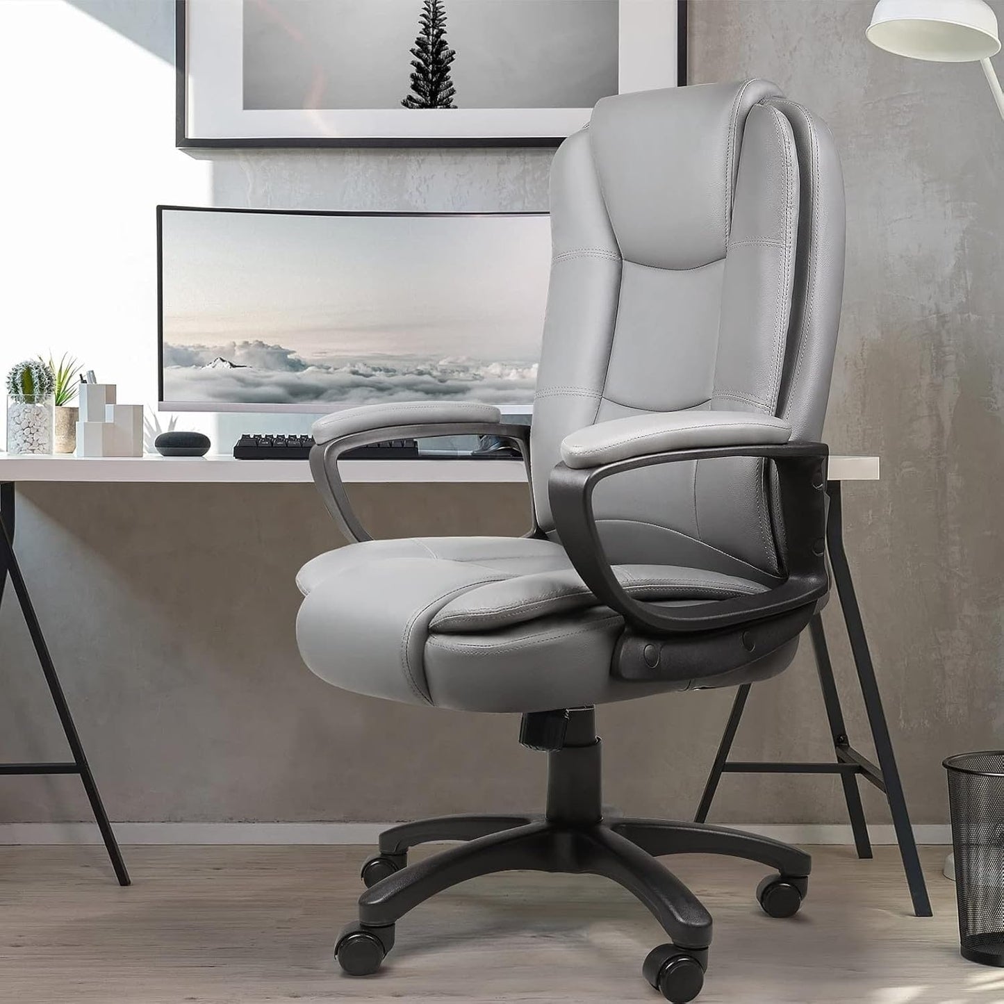 Bossin Big and Tall Office Chair High Back Executive Chair Ergonomic Adjustable Executive Leather Chair,400lbs