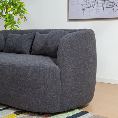 KINWELL Boucle Upholstered 2-Seats Loveseat with Pillows