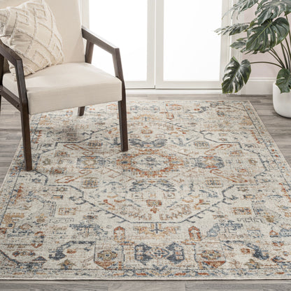 JONATHAN Y Brandy Bohemian Medallion Low-Pile Machine-Washable Cream/Terra Area Rug