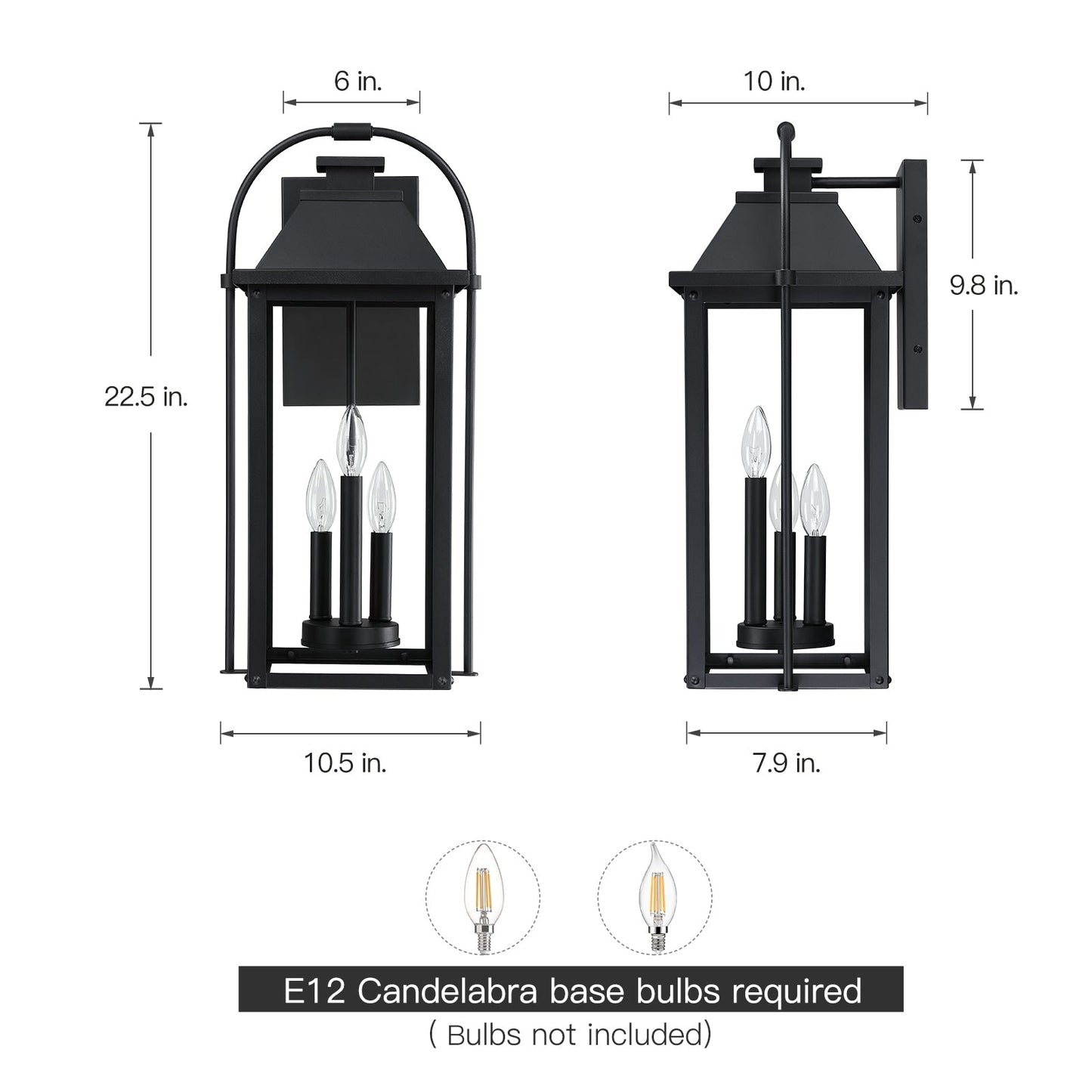 Brits Black Outdoor Wall Lantern Sconce Light