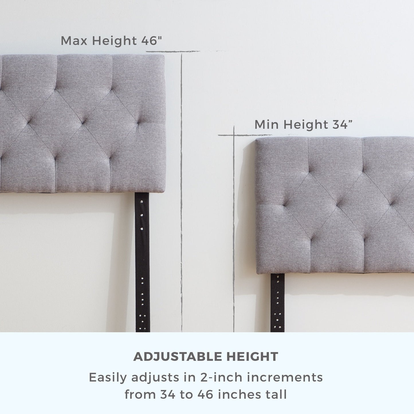 Brookside Kaylee Adjustable Square & Diamond Tufted Upholstered Headboard