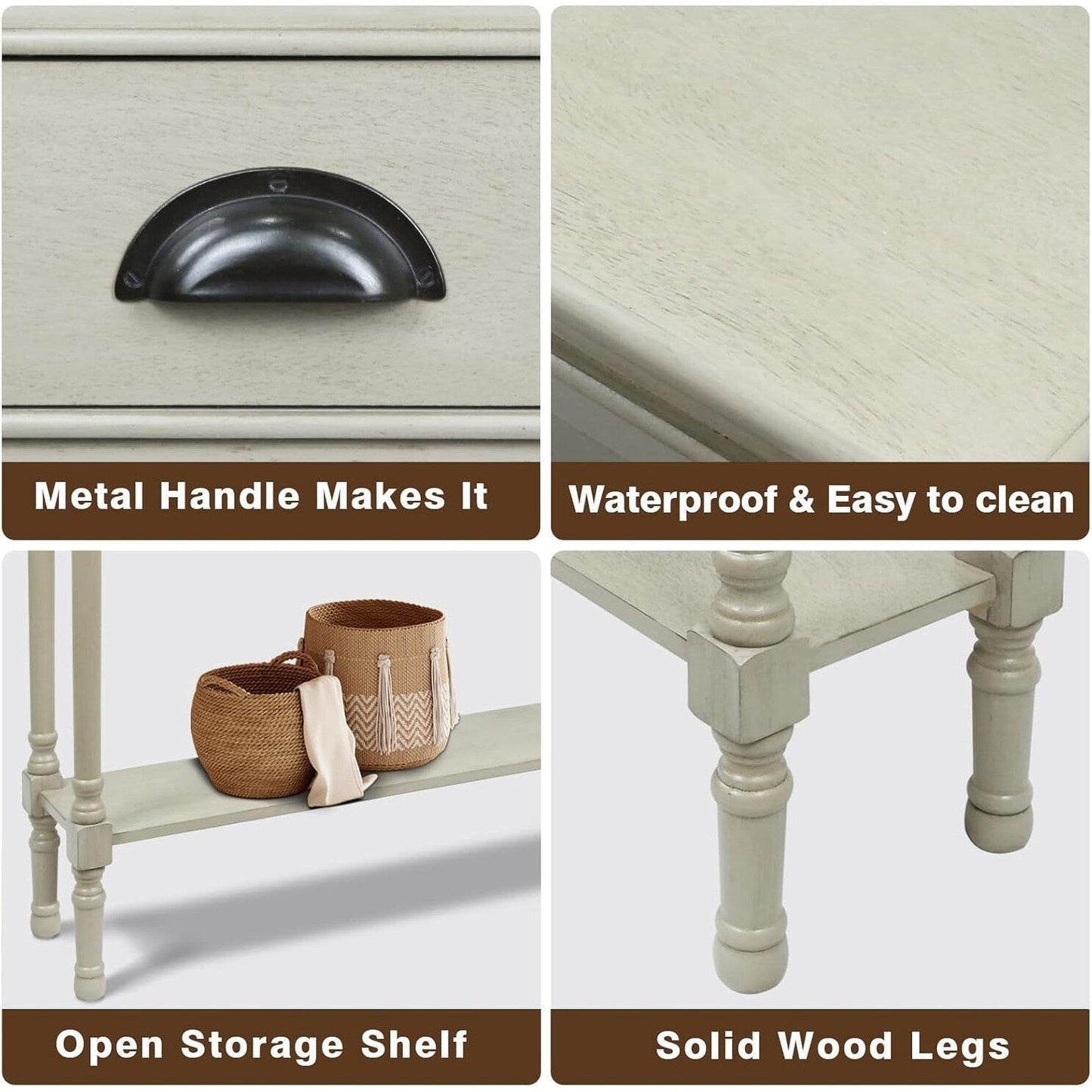 Burlington Wood 3-drawer Console Hallway Table