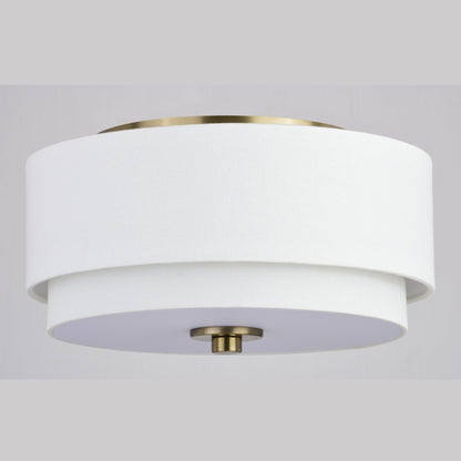 Burnaby Mid-Century Modern Ceiling Mount Light White Linen Drum Shade