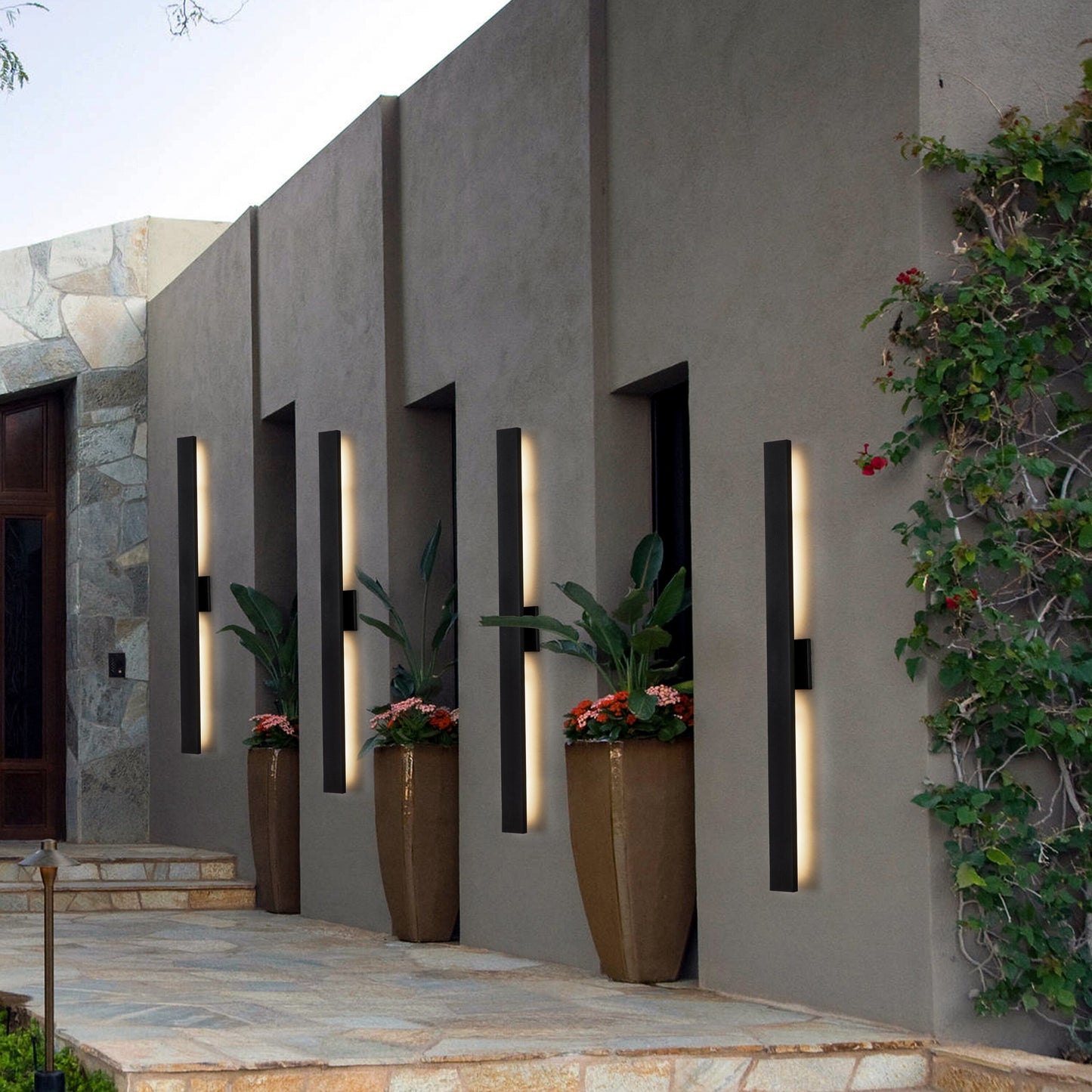 C Cattleya 2-Light Matte Black Aluminum LED Outdoor Wall Sconce